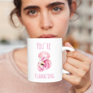 Caneca De Café Moderno Você É Flagrante Beleza Rosa Flamingo