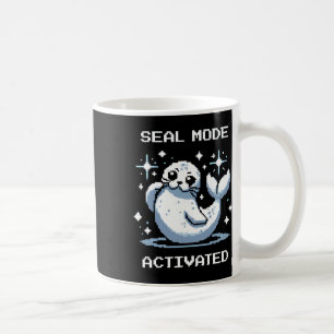 Caneca De Café Modo de Foca Ativado Pixel Art Foca Estilo de Joga