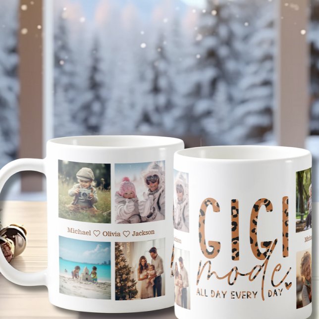 Caneca De Café Modo Gigi Em Impressão De Colagem De Foto Avó Leop (Criador carregado)
