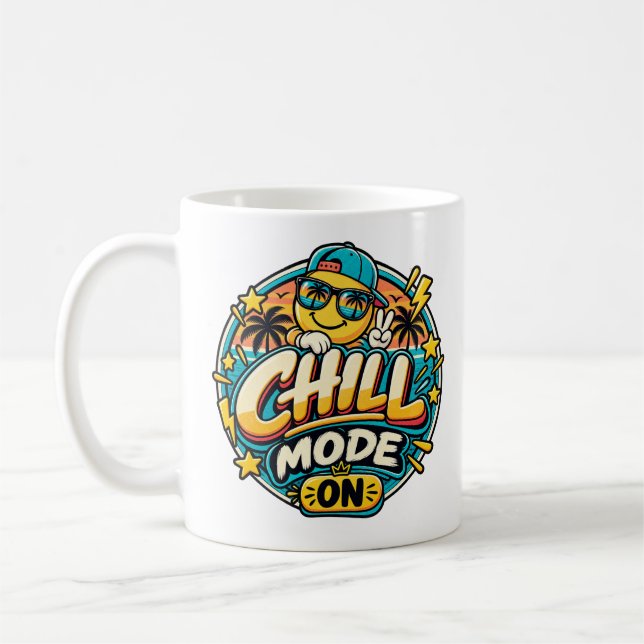 Caneca De Café Modo Relax Ligado Carinha Sorridente Retro – Vibra (Esquerda)