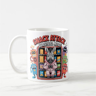 Caneca De Café Modo Sobrevivência Ataque de Lanche Zebra Engraçad
