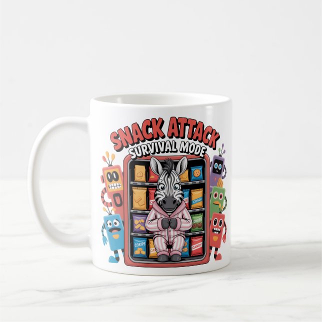 Caneca De Café Modo Sobrevivência Ataque de Lanche Zebra Engraçad (Esquerda)