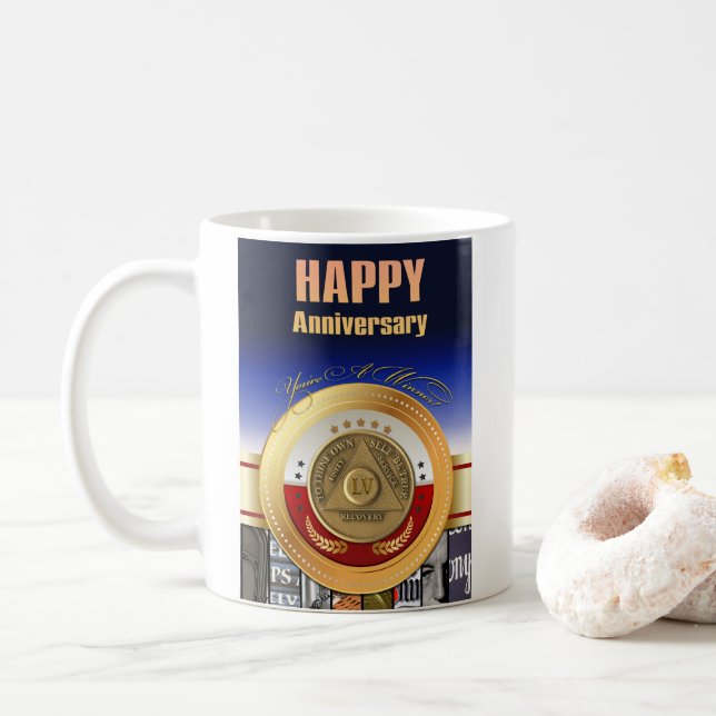 Caneca De Café Moeda comemorativa de 55 anos com NOME PERSONALIZA (Com Donut)