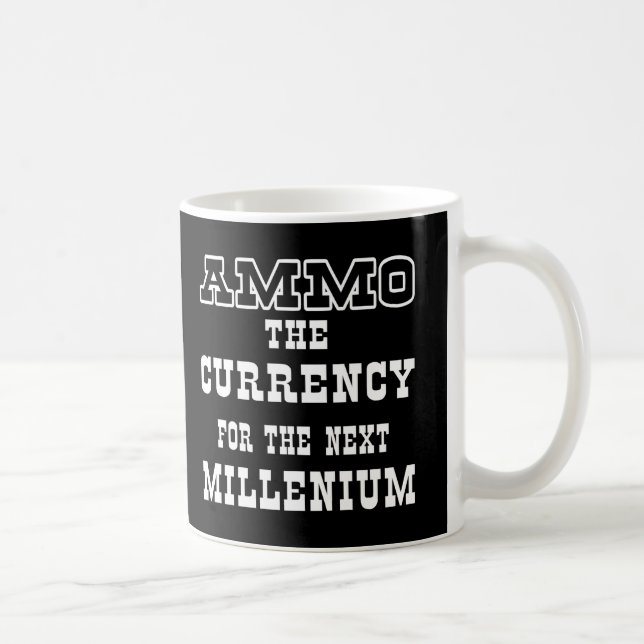 Caneca De Café Moeda preta da munição o próximo milênio (Direita)