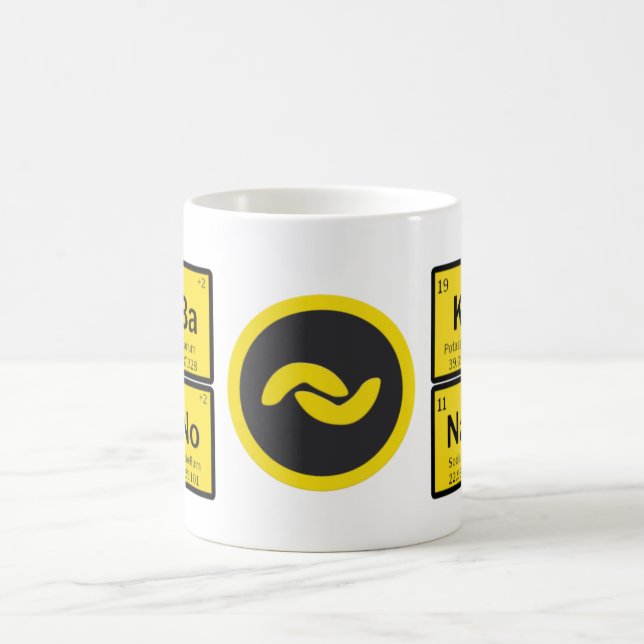 Caneca De Café Moedas de Banano com Mesa Periódica (Centro)