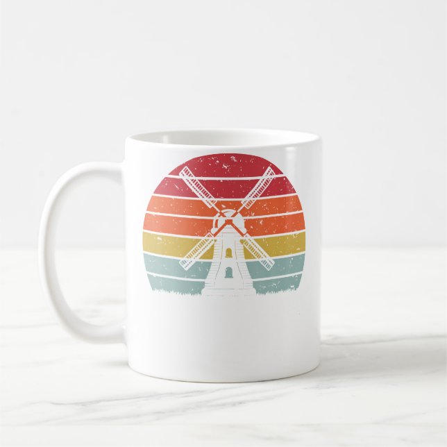 Caneca De Café Moinho de Vento Holandês ao Pôr do Sol (Esquerda)