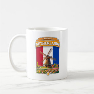 Caneca De Café Moinhos e Tulipas dos Países Baixos
