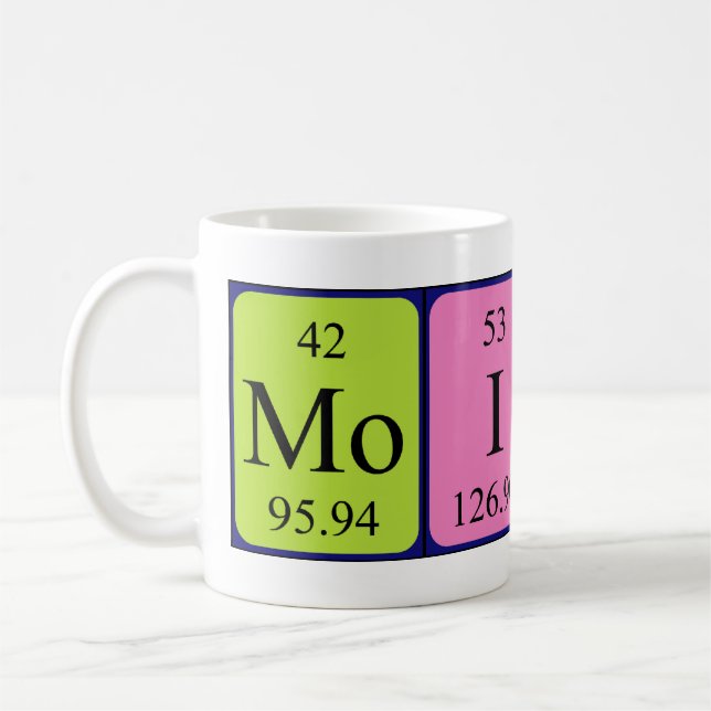 Caneca De Café Moises com o nome da mesa periódica (Esquerda)