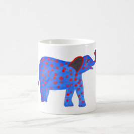 Caneca De Café Mola Clássica de Desenho de Elefante Azul