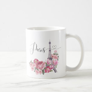 Caneca De Café Mola Floral Paris Cityscape Rosa