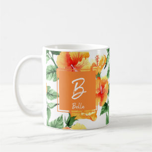 Caneca De Café Mola Laranja Laranja Flor Carimbo Monograma Garota