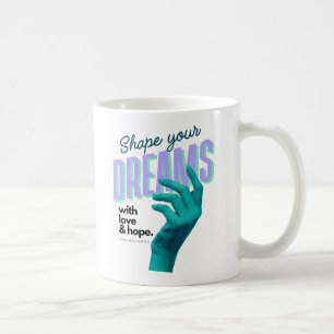 Caneca De Café Molde seus sonhos com uma mão azul alcançando o fu