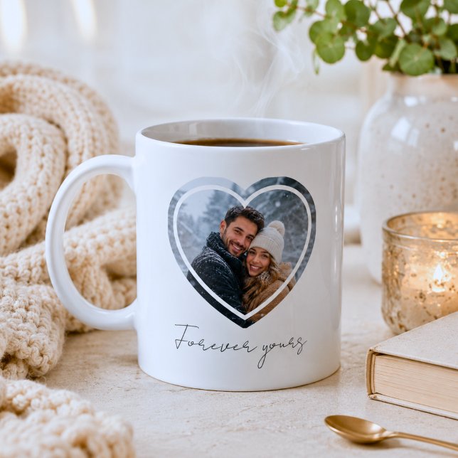 Caneca De Café Moldura de Coração com Foto Personalizada  (Criador carregado)