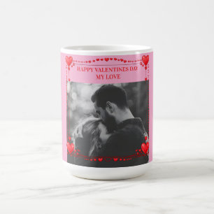 Caneca De Café Moldura de Coração Vermelho Romântico Foto Persona