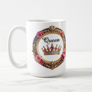 Caneca De Café Moldura de Coroa Real Com Diamantes e Bordadura Fl