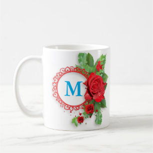 Caneca De Café Moldura de monograma das flores