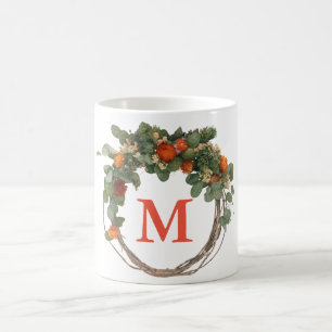Caneca De Café Moldura de monograma das flores