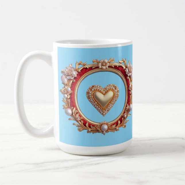 Caneca De Café Moldura de Ouro Luxuoso Com Pérolas (Esquerda)