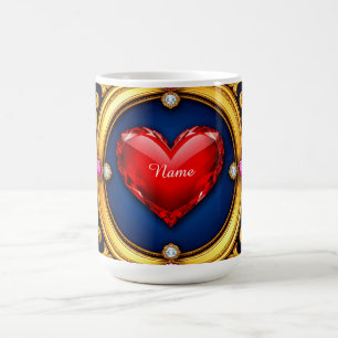 Caneca De Café Moldura Dourada de Coração Luxuoso