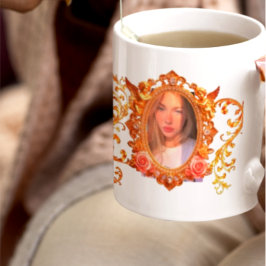 Caneca De Café Moldura Dourada de Luxo para suas Fotos | Personal