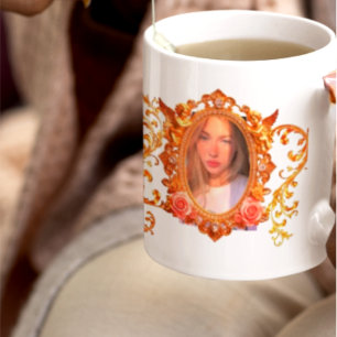 Caneca De Café Moldura Dourada de Luxo para suas Fotos   Personal