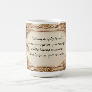 Caneca De Café Moldura Dourada Elegante e Ornamentada