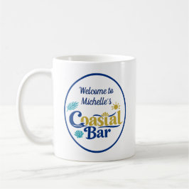 Caneca De Café Moldura Oval Azure Retreat da Custom Coastal Bar