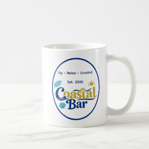 Caneca De Café Moldura Oval Azure Retreat da Custom Coastal Bar