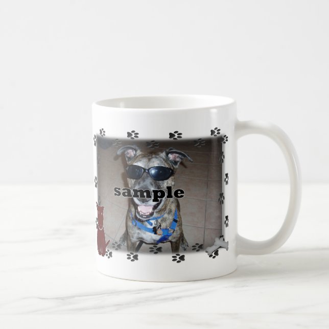 Caneca De Café Moldura para Fotos de Pegadas de Cachorro (Direita)