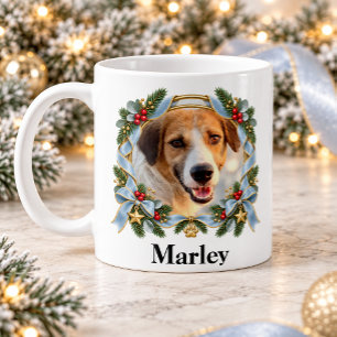 Caneca De Café Moldura Vintage Foto de Cachorro ou Gato Natal