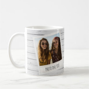 Caneca De Café Molduras de Fotos Rústicas 2 - Impressão em Madeir
