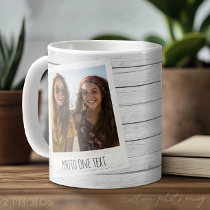 Caneca De Café Molduras de Fotos Rústicas 2 - Impressão em Madeir
