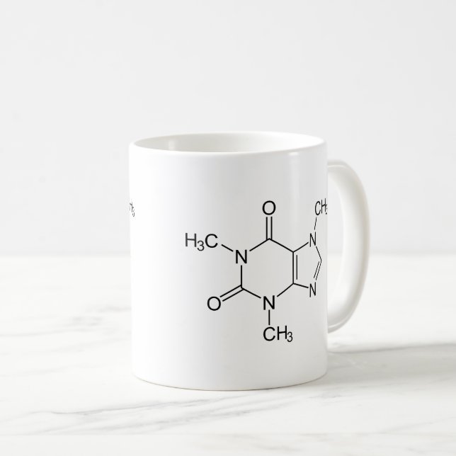 Caneca De Café Molécula de Cafeína Química Café Átomos (Frente Esquerda)