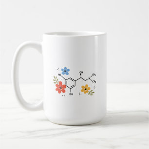 Caneca De Café Molécula de Epinefrina Floral Flor Silvestre Neuro