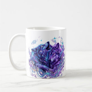Caneca De Café Moletom Mystic Galaxy Wolf – Arte de Lobo Cósmico