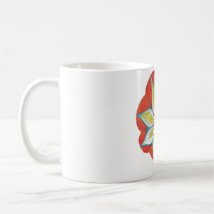 Caneca De Café Molho Amarelo Laranja Clássico Mandala Toro Branco