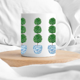 Caneca De Café Molho clássico topicário de vaso de aquarela azul