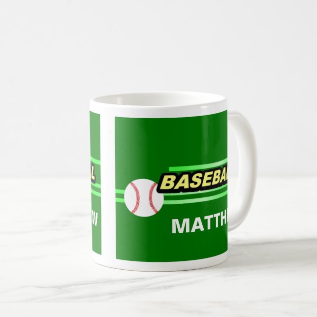 Caneca De Café Molhos De Basebol Personalizados Com Nomes (Frente Esquerda)