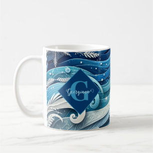 Caneca De Café Molhos de inverno, Azuis e Congelados, personaliza