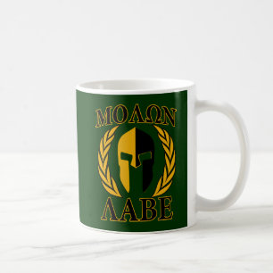 Caneca De Café Molon Labe Spartan Laurels sobre Forest Green