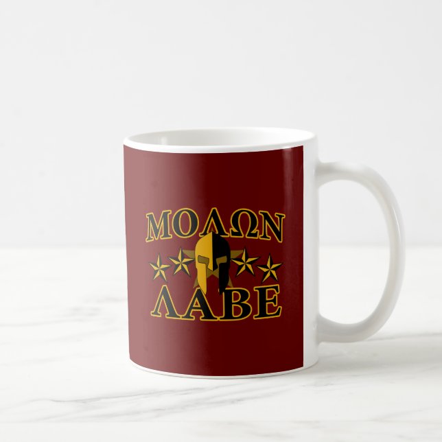 Caneca De Café Molon Labe Spartan Warrior 5 estrelas Borgonha (Direita)