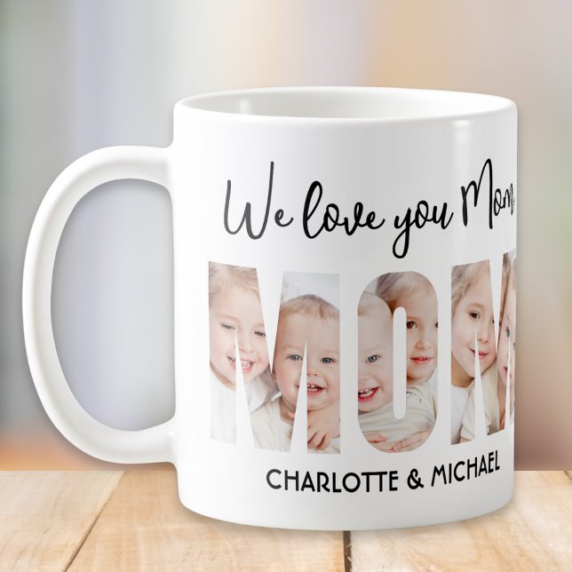 Caneca De Café Mom 3 Photos Cutout Letters (Criador carregado)