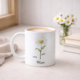Caneca De Café Mom April Birth Flower Daisy