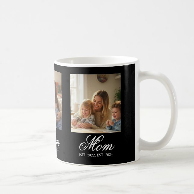 Caneca De Café Mom Established Black Elegant Script 3 Photo (Direita)