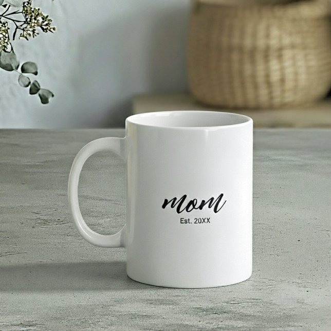 Caneca De Café Mom Established New Mom Script Gift (Criador carregado)