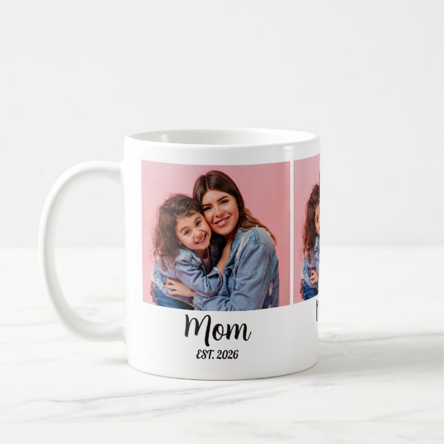 Caneca De Café Mom Established Script Black 3 Photo  (Esquerda)