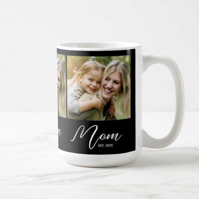Caneca De Café Mom Established Script Black 3 Photo (Direita)