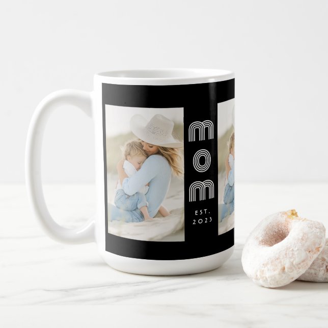 Caneca De Café Mom Established Script Black 3 Photo  (Com Donut)