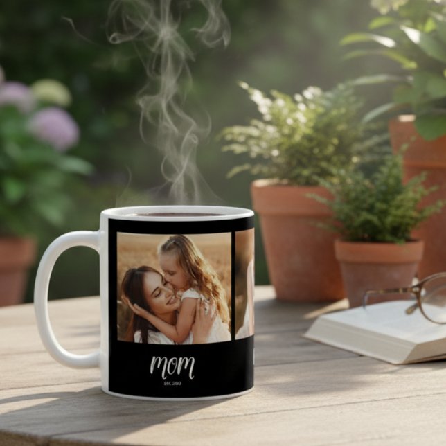 Caneca De Café Mom Established Script Black 3 Photo (Criador carregado)