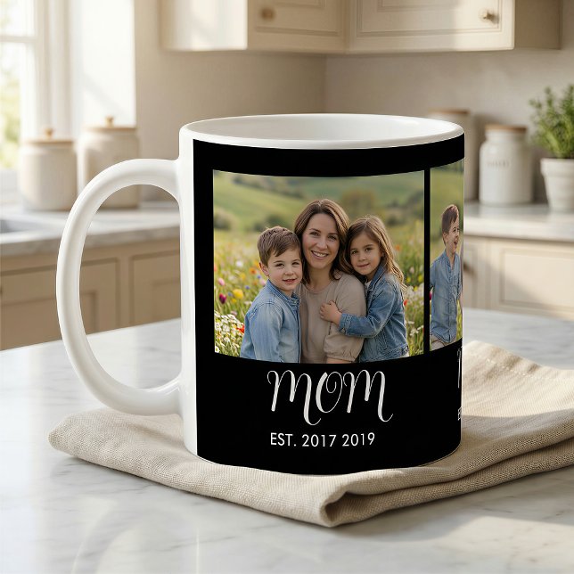Caneca De Café Mom Established Script Black 3 Photo (Criador carregado)